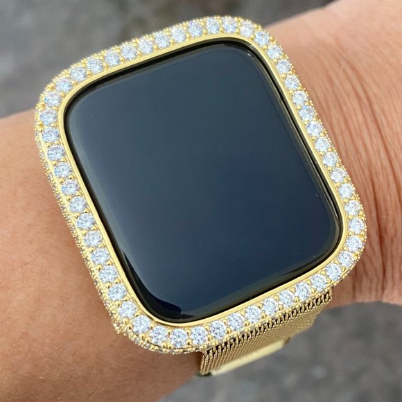 EMJ Bling Apple Watch Series 7 Gold Bezel Case Cover Face Bumper 41/45 mm - Picture 5 of 5